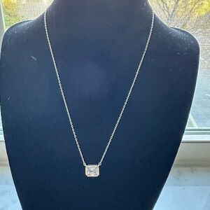 Elegant  sterling Silver (925) gold platedNecklace with Clear Pendant